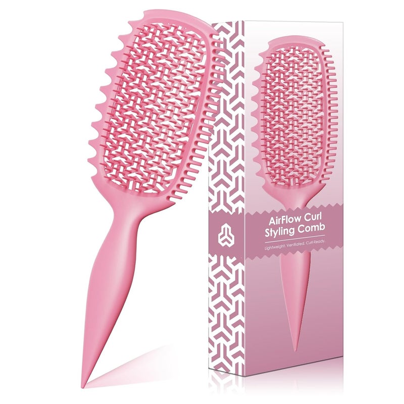 Weldilgit Curl Defining Brush for Thick Coily Hair, Firm-Bristle TPEE Detangling Brush for Coarse 4A–4C Curls, Dual-Sided Wide & Narrow Tooth Brush for Wet & Dry Curl Shaping– Women & Men (2054-Pastel Pink) - Image 1